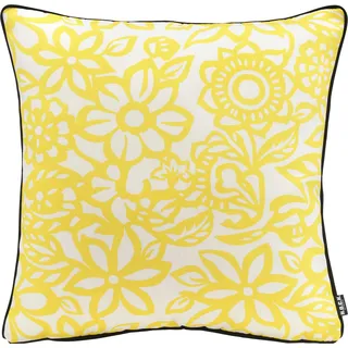 Dekokissen H.O.C.K. "Paloma", gelb (gelb, geblümt), B:50cm H:10cm L:50cm, Polyacryl, Dekokissen_Sitzkissen_Kissenhüllen, Kissenhülle mit Füllung, 1 Stück, in Blumen-Optik