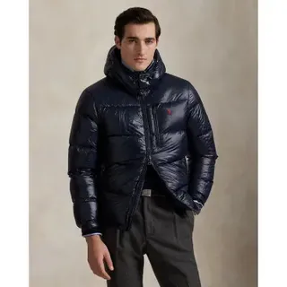 Polo Ralph Lauren für Herren. 710968281002 Gorham glänzende marineblaue Daunenjacke (M), Lässig, Nachhaltig, Recyceltes Nylon