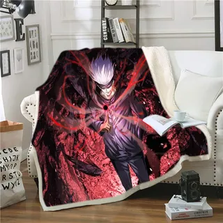 Jujutsu Kaisen Gojo Satoru Anime Flanell 3D Digital gedruckte Decke Bettwäsche Fit Office Home