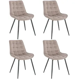 Home Deluxe Polsterstuhl IKALO Samt hellbraun 4er Set