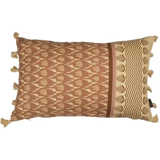 Kissen BALI, Beige - Ockergelb - Orange - 30 x 50 cm - mit Quasten