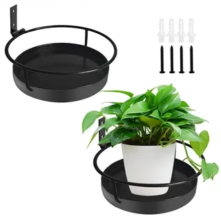 Agger Pflanzentreppe Wandmontiertes Pflanzenregal, Wandregal aus Metall für Blumentöpfe, 2-teiliges Set,geeignet für Balkon,Veranda und Schlafzimmerdekoration schwarz