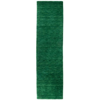 Morgenland Gabbeh Teppich - Indus - Uni - dunkelgrün - 300 x 80 cm - läufer