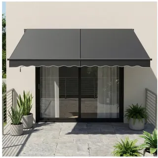 SONGMICS Gelenkarmmarkise verstellbar, Markise mit Handkurbel, Balkon Sonnenschutz UPF 50+, Aluminiumlegierung, 250 x 200 cm, grau 250 cm x 300 cm