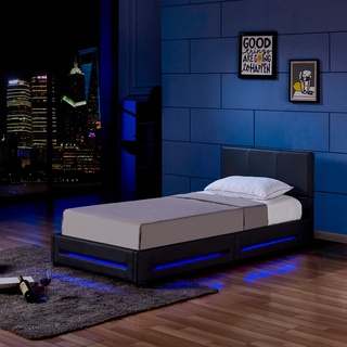 Home Deluxe LED Bett ASTEROID mit Matratze - Schwarz, 90 x 200 cm, ,mit Matratze