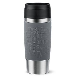Emsa Isolierbecher Travel Mug N2020500, 360 ml, hält 4h warm, Edelstahl doppelwandig, pfeffergrau