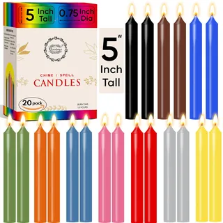 Raajsee Verschiedene Kerzen 20 Stück, farbige Kerzen, 13 cm hoch, geruchlose Mini-Spitzkerzen für Hexerei, Glockenspiel-Zauberkerzen, Wicca-Altar, magische Werkzeuge, Rituale, Gebete, Meditation