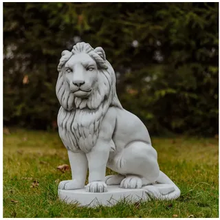 gartendekoparadies.de Gartenfigur Löwen Statue Max, Steinfiguren, H. 95 cm, 460 kg, (2er-Set), Frostsicher grau
