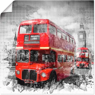 Wandbild »London Westminster Rote Busse«, Auto, (1 St.), als Poster in verschied. Größen, 40859769-0 rot B/H: 70 cm x 70 cm