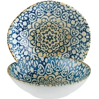 6x Bonna Alhambra Vago Schälchen 18cm 47cl 5,5cm tief Blau Weiß Porzellan ALHVAO18KS Salatschalen Desser Geschirr