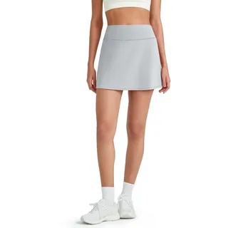 G4Free Hosenrock Damen-Golfrock, hochtaillierter A-Linien-Sportrock Damen-Golfrock, lässiger Sportrock mit 2 Taschen grau S(36)