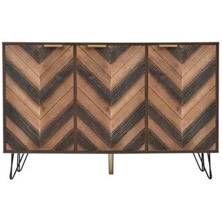 EXTSUD Sideboard Exklusives Massivholz-Sideboard mit 3 Türen und Goldgriffen, Hergestellt aus Massivholzfurnier mit Laminat. Gold G kleiner Schrank beige