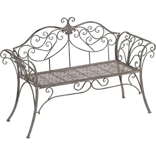 Gartenbank Metall 2-Sitzer Vintage grau – romantische Sitzbank wetterfest