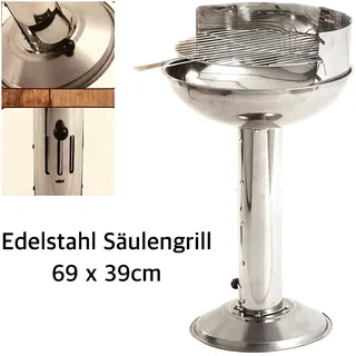 Edelstahl Säulengrill BBQ 69 cm hoch Grill Holzkohlegrill Holzkohle Kynast