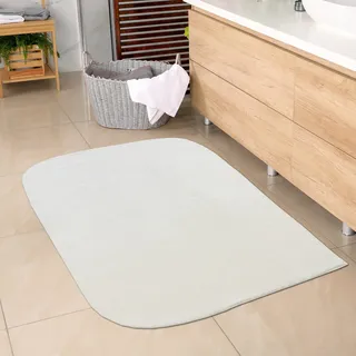 CARPETIA Badteppich Runde Ecken Creme rutschfest Waschbar 80x120 cm | Weich, rutschfest, waschbar, pflegeleicht und strapazierfähig, OEKO-TEX geprüft, schadstofffrei, für Fußbodenheizung