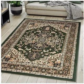 Mazovia Orientteppich DY-EUFRAT-Q011A-BLACK, 140x200, Orientalisch, Blumenmuster, Klassisch, Kurzflor, Gemustert grün 140x200