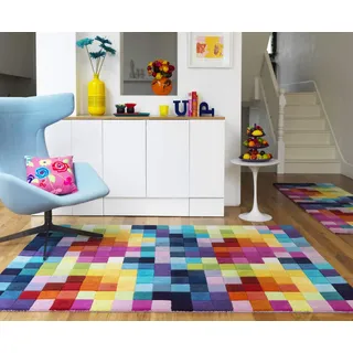floor factory Moderner Designer Wollteppich Festival Multicolor 120x170cm - Reine Wolle in Leuchtend bunten Farben