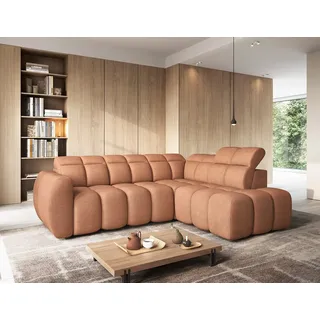 MOEBLO Ecksofa Eagle, modernes L-Sofa mit elektrischer Sitztiefenverstellung, Schlaffunktion & Stauraum – Komfort-Couch für 4 Personen, Eckcouch Wohnlandschaft Sofa mit Ottomane Eckgarnitur Polsterecke, (B×H×T): 258 × 107 × 208 cm orange