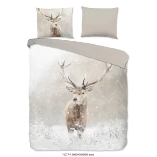 RUIKASI Snowydeer Wendebettwäsche Flanell Beige 155 x 220 cm + 2 x 80 x 80 cm