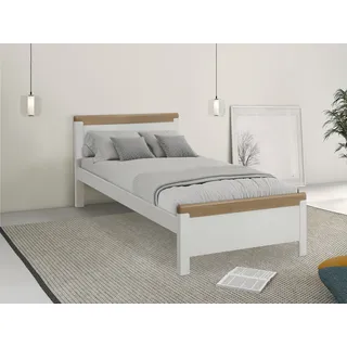 Holzbett HOME AFFAIRE ""CARITA"" Betten Gr. Liegefläche B/L: 90 cm x 200 cm, kein Härtegrad, weiß (weiß, honig) Pastell-Farben zertifiziertes Massivholz, im klassischen Landhausstil