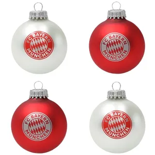 FC Bayern München Christbaumkugeln I Weihnachtskugeln I 4er Set Rot/Weiß I Fußball