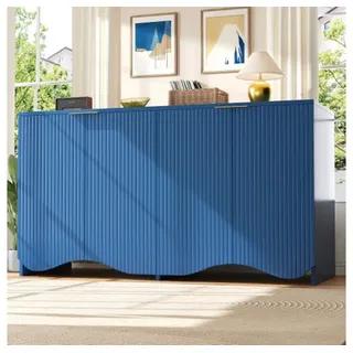 XDeer Sideboard Sideboard,buffetschrank,Esszimmer Wohnzimmer Aufbewahrungsschränke, Gemusterte Schränke, Küchenmöbel,Wellenmuster-Design blau
