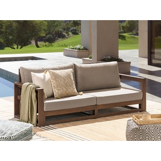 Gartensofa zertifiziertes Holz dunkelbraun 2-Sitzer modular Auflagen taupe TIMOR II