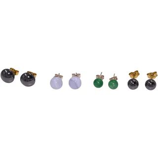 FIRETTI Ohrstecker-Set Multipack Silber 925 grau, grün 8-tlg