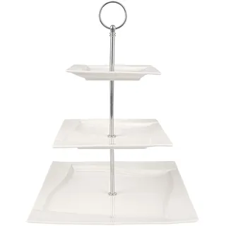 Festa Italia Etagere Porzellan - 3 Stöckig - Weiß Etageren - Kuchenständer Cupcake-Halter - Obstetageren - Obst Kekse Süßigkeiten Servierplatte - Gebäck gestuftes Serviertablett für Weihnachten