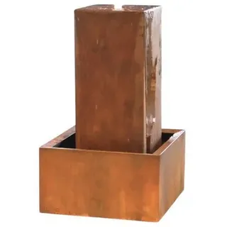 Seyila Home Gartenbrunnen Cortenstahl Wasserbrunnen Rost, Wasserfall, Design Brunnen, Handmade, 48 cm Breite, L 48 B 48 H 87 cm