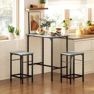 Homcom Bartisch Set 3-tlg.  grau