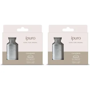 ipuro Classic Autoduft Clip Set Silber + Cachemire Refill - Auto Lufterfrischer mit Rose Johannisbeere Zedernholz & Amber Duft - Autodiffusor für Lüftungsschlitze wiederverwendbar & austauschbar