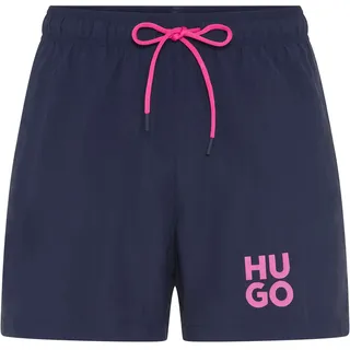 hugo underwear Badehose HUGO UNDERWEAR "Paolo", Herren, Gr. L (52), N-Gr, blau (navy 410), Web, Obermaterial: 100% Polyacryl, Badehosen Badehose, mit Stack-Logo, Tunnelzug