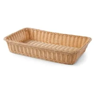 Hendi Brotkorb GN 1/1, 561102, geflochten, aus Kunststoff, 53 x 32 x 9 cm, eckig, beige