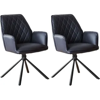 SalesFever Armlehnstuhl Mikrofaser dunkelblau-schwarz 2er Set