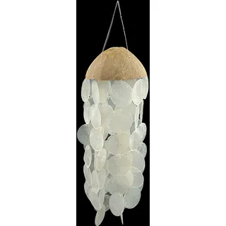 Windspiel aus Kokosnuss und Muschel - Klangspiel Mobile Qualle Dekoration max. 12x40 cm