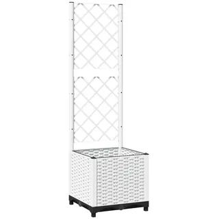 vidaXL Pflanzkübel mit Rankgitter 40 x 40 x 136 cm Weiß