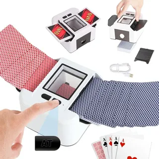 Automatischer elektronischer Kartenmischer für 1-2 Spiele, 2000mAh USB-aufladbarer Kartenmischer für UNO, Poker, Skyjo, Blackjack, Texas Hold'em,...