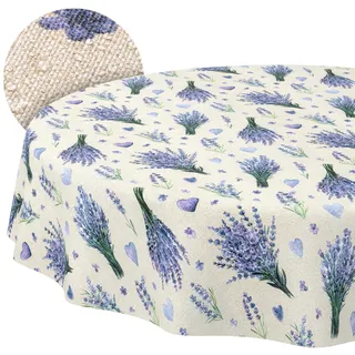 ANRO Tischdecke abwaschbar Lavendel Violett Rund 100 cm – wasserabweisend Indoor Outdoor, Lotuseffekt, Schnittkante