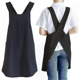 Herren-schürze Mit Überkreuzten Taschen Zum Kochen, Backen, Malen, Gärtnern Und Putzen, Schwarze Leinenschürze