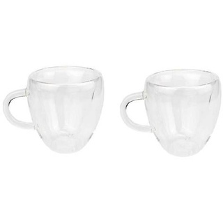 2er Set Doppelwandiges Thermoglas mit Henkel Teetassen Doppelwand Glas Kaffeetassen transparent 240 ml