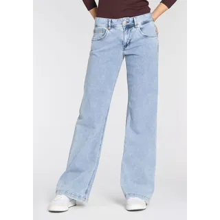 Bootcut-Jeans HERRLICHER "Edna Light Denim" Gr. 32, Länge 32, blau (paradieso) Damen Jeans Bootcut
