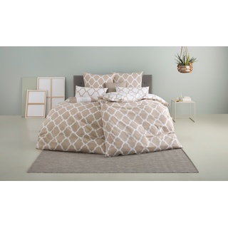 Wendebettwäsche HOME AFFAIRE "Alba in Gr. 135x200 oder 155x220 cm" Bettwäsche Gr. B/L: 200 cm x 200 cm (1 St.), B/L: 80 cm x 80 cm & 80 cm x 80 cm (2 St.), Biber, beige (beige, weiß) Bettwäsche 200x200 cm mit Wendeoptik, in verschiedenen Qualitäten, Baumwolle