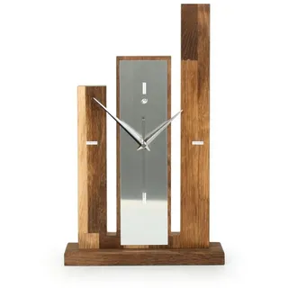 Kreative Feder Standuhr Designer-Standuhr "Stairs" aus Massivholz, ohne Ticken; Funk- oder Quarzuhrwerk; elegant, außergewöhnlich, modern braun