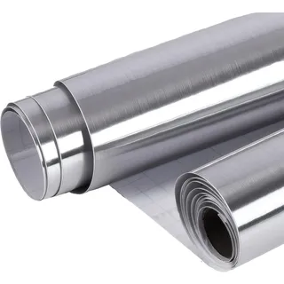 30cm x 3m Spiegelfolie Selbstklebend, Silber Metallische Klebefolie