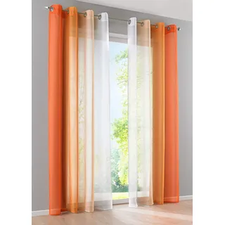 2er Pack Gardinen Vertikal Farbverlauf Druck Transparent »Modena« mit Ösen und Raffhalter, Vorhang, Dekoschal HxB 245x140 cm Orangetöne, 10000183