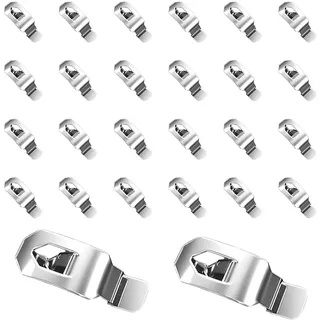 RHQFDM 24 Stück Bilderrahmen Clips Rahmenlos, 35x13 mm (Silber) | Wiederverwendbar Bilderrahmen Klammern, Metall, Sicherer Halt, für Rahmen mit 3-5 mm Rückwandstärke