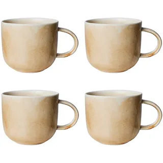 HKliving - Chef Ceramics Becher, 320 ml, rustic cream/brown (4er-Set)