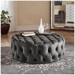Xlmoebel Polsterhocker Designer Chesterfield Grauer Hocker Luxuriöser Pouf, Made in Europa grau