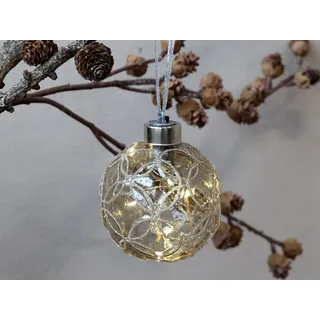 Chic Antique Christbaumschmuck Weihnachtsschmuck Weihnachtskugel Glitzer LED Glas 8cm Chic Antique